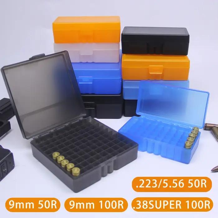 Boîte à balles tactique 50/100 rondes 9mm/.223/.38Super pistolet fusil munitions boîte de rangement de transport étui à balles rabattable accessoire de chasse