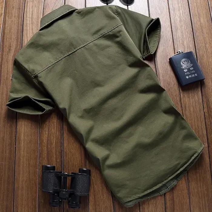 Chemise militaire rétro en coton brodée pour homme styles décontractés et élégants pour toutes les saisons occasions spéciales