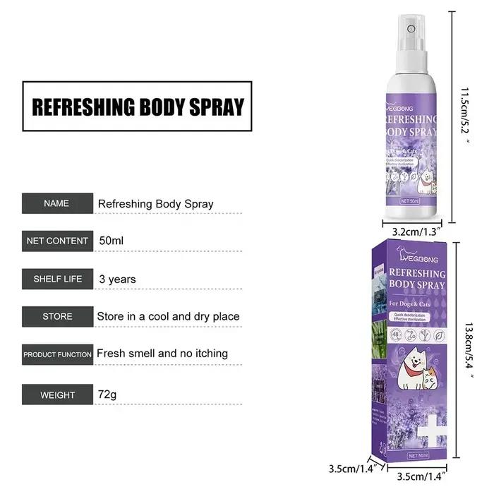 Spray désodorisant à l'huile de lavande pour chiens et chats soins de beauté anti-démangeaisons parfumé embalage pratique longue durée de conservation occasions spéciales
