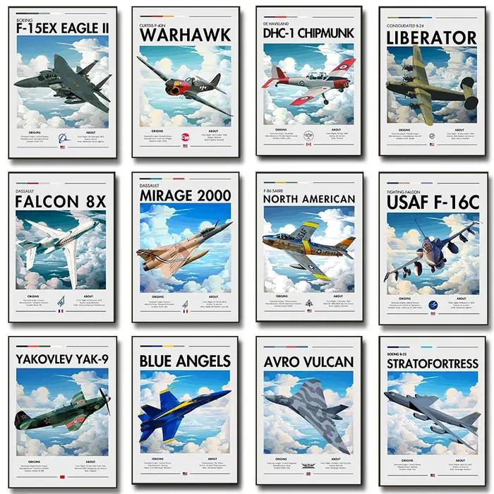Affiche de Jets Supersoniques Impressions sur Toile Décoration Intérieure Occasions Spéciales Aéronautique Technologie