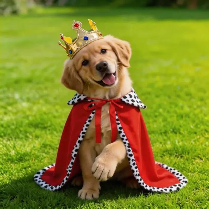 Ensemble Cape et Couronne pour Chien : Décoration Amusante pour Fête d'Anniversaire et Costume de Vacances pour Chien