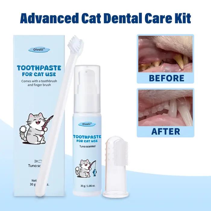Dentifrice pour animaux de compagnie 30g avec brosse à dents et brosse à doigt, éliminateur de tartr