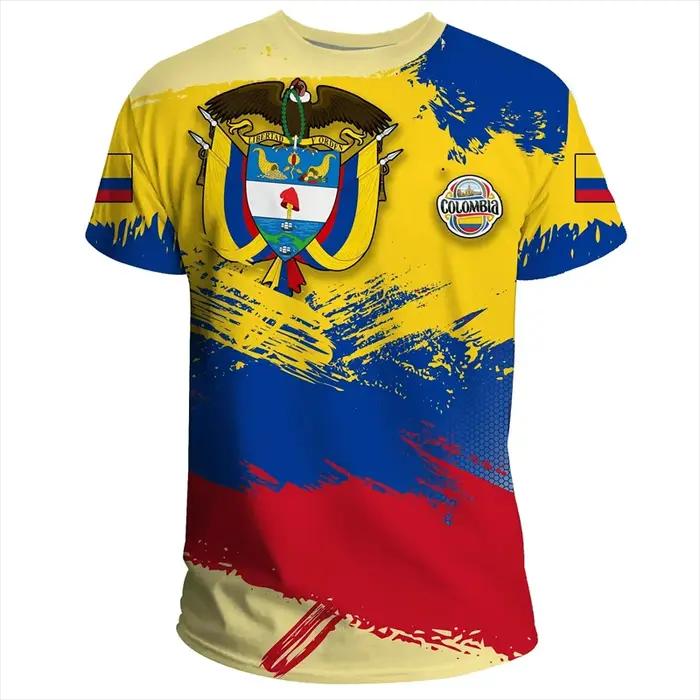 Columbia hommes T-shirt décontracté ample col rond drapeau colombien à manches courtes hauts t-shirts vêtements