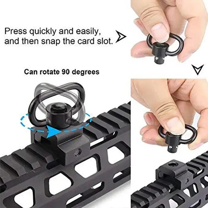 Sangle tactique pour pistolet avec boucle pivotante anneau en forme de cœur acier à dégagement rapide noir ou beige pour chasseur et tir sportif