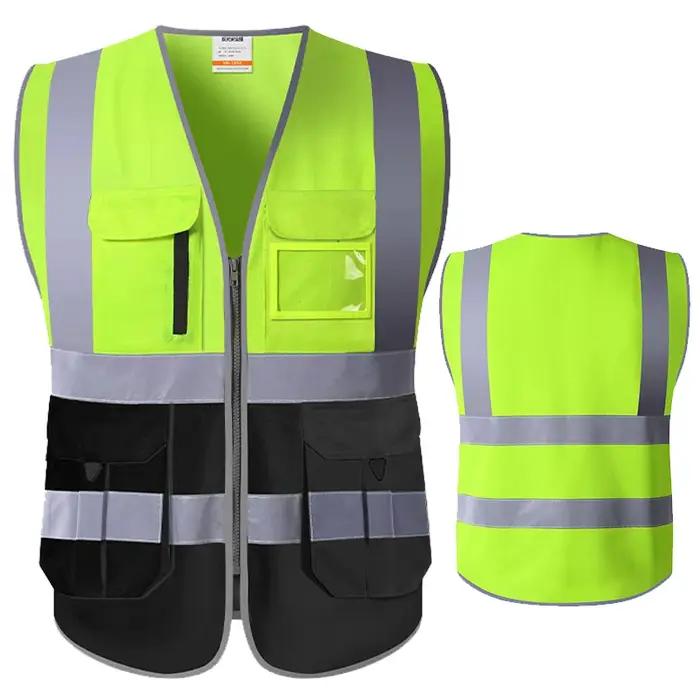 Gilet de Travail en Polyester Tricoté Sécurité Haute Visibilité Occasions Spéciales Jaune Rouge Or Orange