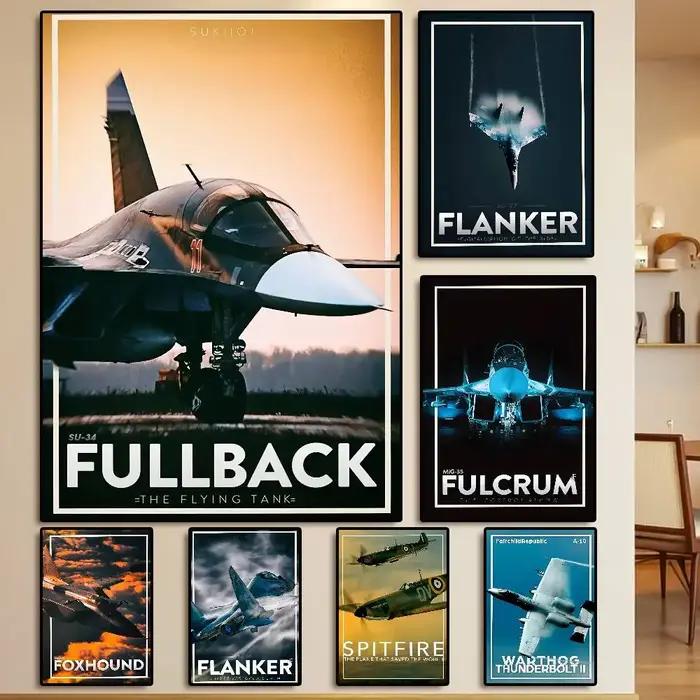Affiche de Jets de Chasse Modernes Russes Mur Collant HD Étanche Décoration Prestigieuse Occasions Spéciales