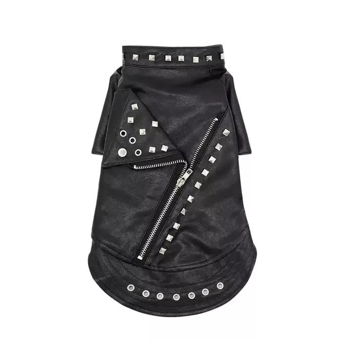 Veste en cuir pour chien, tenue pour animaux de compagnie de style punk – Manteau de moto chaud pour