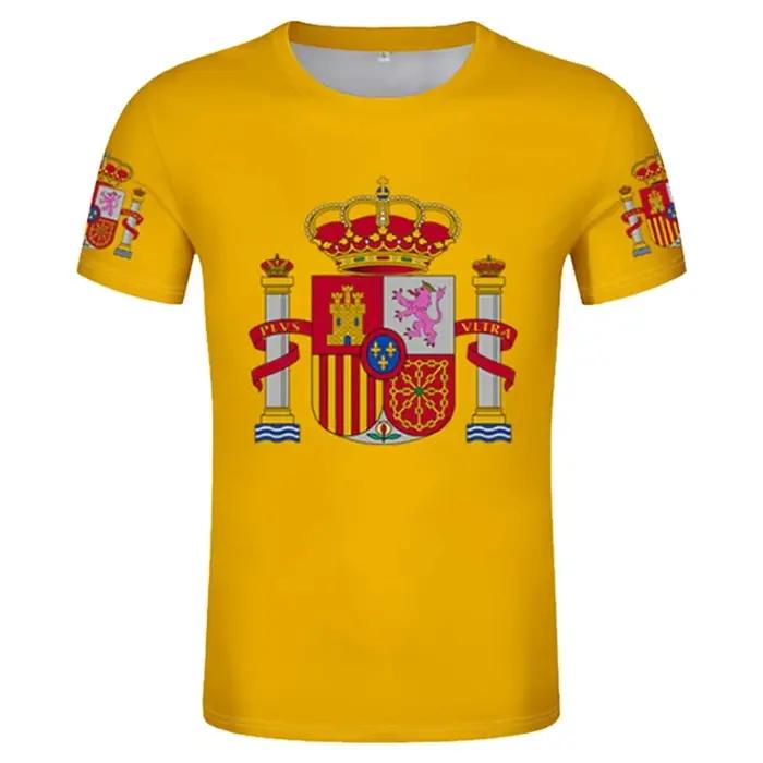 Espagne drapeau blason T-shirt homme impression 3D hommes femmes à manches courtes T-shirt personnal