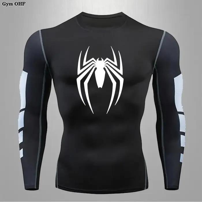 Spider hommes sport Rashgard manches courtes t-shirt imprimé Compression hommes chemise de course MM