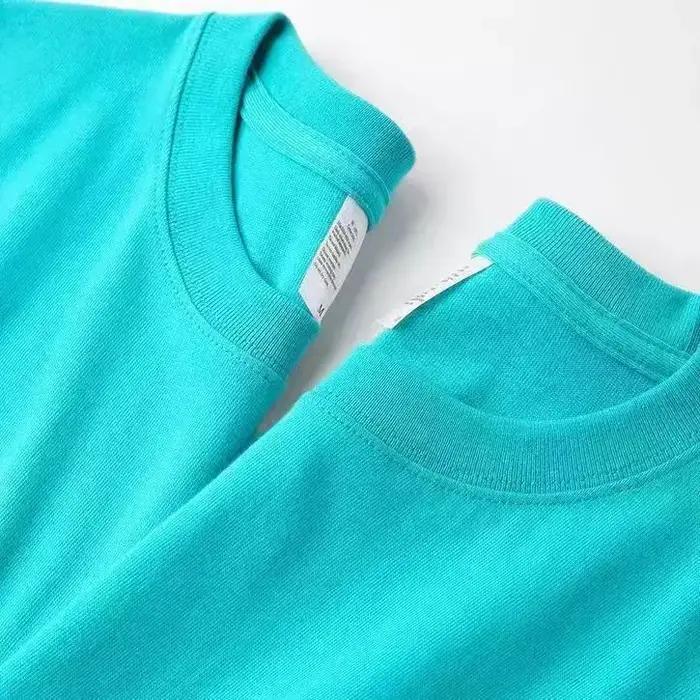 Nouveau T-shirt unisexe à col rond et manches courtes en coton épais 300G gris atmosphérique à trois broches pour l'été