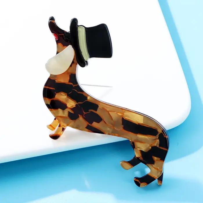 Broche de chien en acrylique jaune clair de la marque shmik pour accessoires d'animaux de compagnie élégants et modernes occasions spéciales