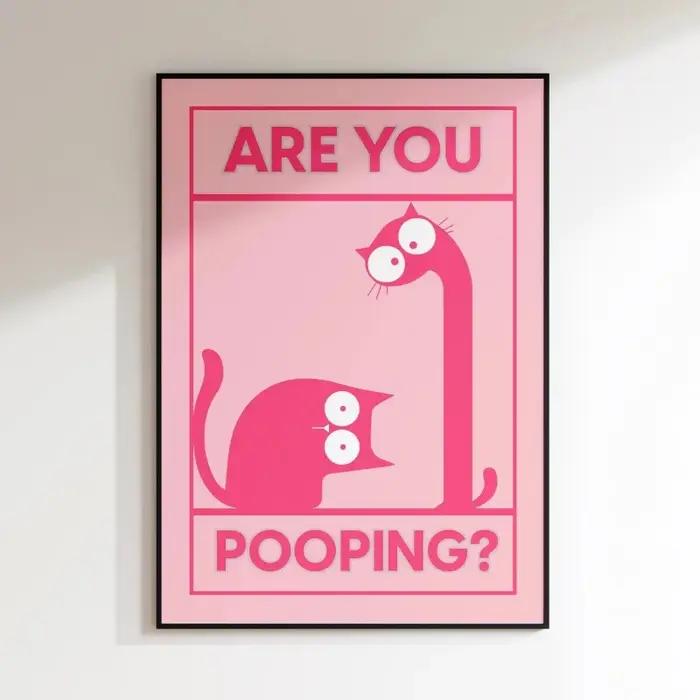 Affiche murale en toile sans cadre sur le thème du bain des chiens amusants : « Fais-tu caca ? » Art mural minimaliste