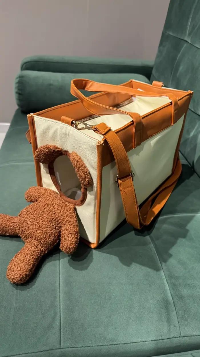 Sac de transport créatif pour animaux de compagnie, grande capacité, extérieur, une épaule inclinable, fourre-tout pour chat, petit chien, ours brun