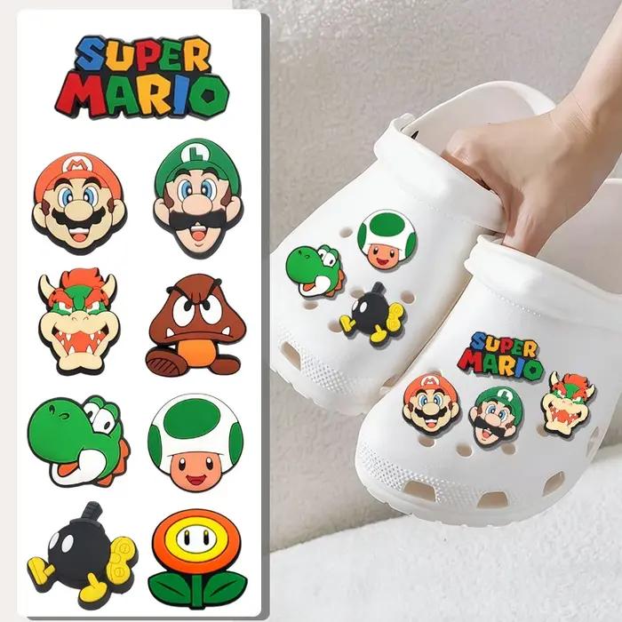 Breloques de chaussures en forme de figurines de dessins animés, accessoires mignons Superbros pour