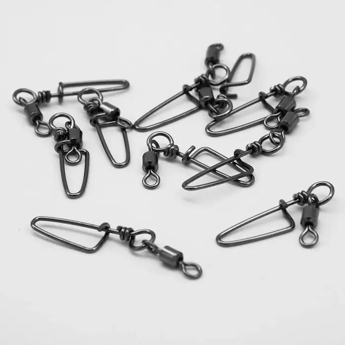 Émerillons de connecteur de pêche avec mousqueton crochet, goupille de verrouillage, roulement à per