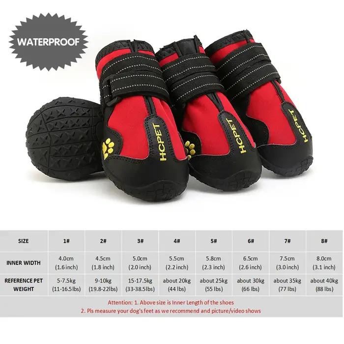 Bottes imperméables pour chiens taille moyenne et grande résistantes à l'eau et respirantes pour entraînement en plein air et randonnée 4 pièces pour chiens occasions spéciales