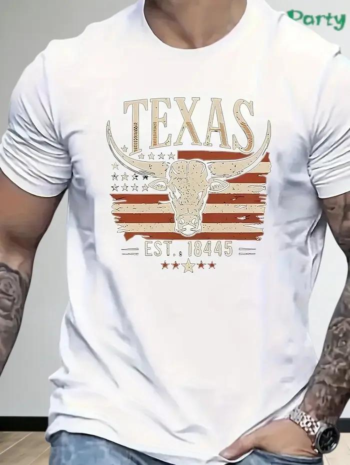 Tshirts graphiques texas longhorn hommes style western vintage imprimé 3d manches courtes décontractés pour été streetwear hauts tendance