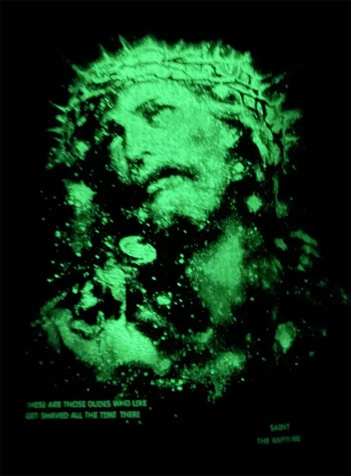 Saint jésus veilleuse Destruction en détresse imprimé à manches courtes T-shirt hommes femmes T peti