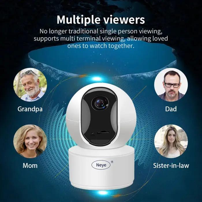 Caméra sécurité intérieure Neye S5 8MP 4K WiFi - Moniteur bébé 360° avec vision panoramique