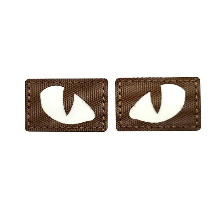 Patch tactique lumineux yeux de chat tigre - Velcro auto-agrippant brillant dans le noir pour équipement