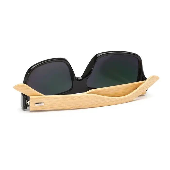 Lunettes de chasse en bambou rétro - Design mixte homme/femme - Verres miroir protection UV400 chasse