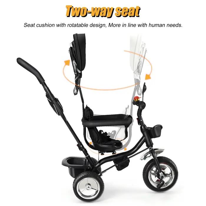 Tricycle bébé évolutif 1 à 5 ans, vélo pour les enfants plus âgés, siège réversible, grand panier et