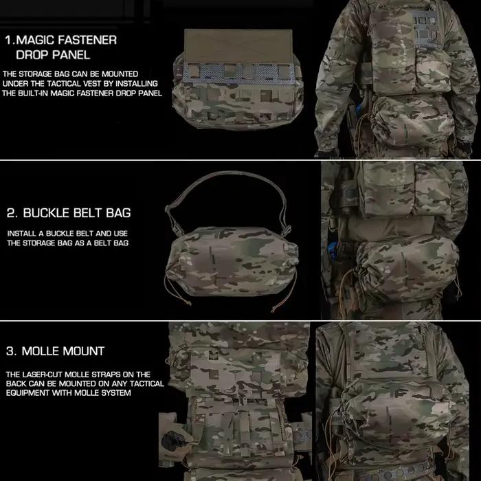 Pochette drop tactique style Ferro - Étui masque à gaz et rangement pour équipement chasse pêche