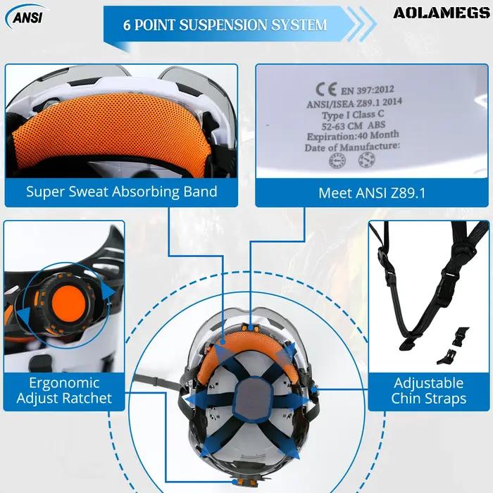 Casque de sécurité de construction CE avec doubles visières lampe frontale antibruit pour ingénieurs et travailleurs de chantier