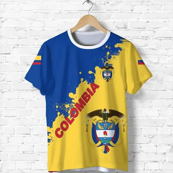 Columbia hommes T-shirt décontracté ample col rond drapeau colombien à manches courtes hauts t-shirts vêtements