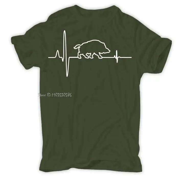 Drôle sanglier battement de coeur heureux chasse conception coton T-shirt nouveau