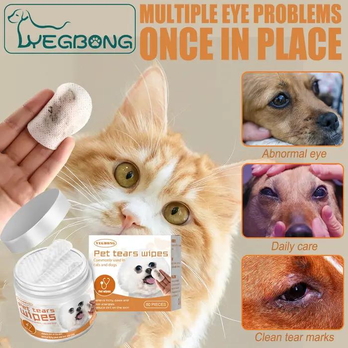 Lingettes nettoyantes pour les yeux des animaux de compagnie, douces, pour éliminer les taches de la