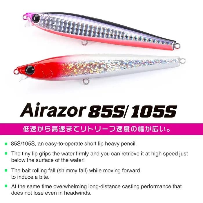 TSURINOYA crayon coulant à lèvres courtes AIRAZOR 85S 105S leurre de pêche au lancer Ultra longue 85