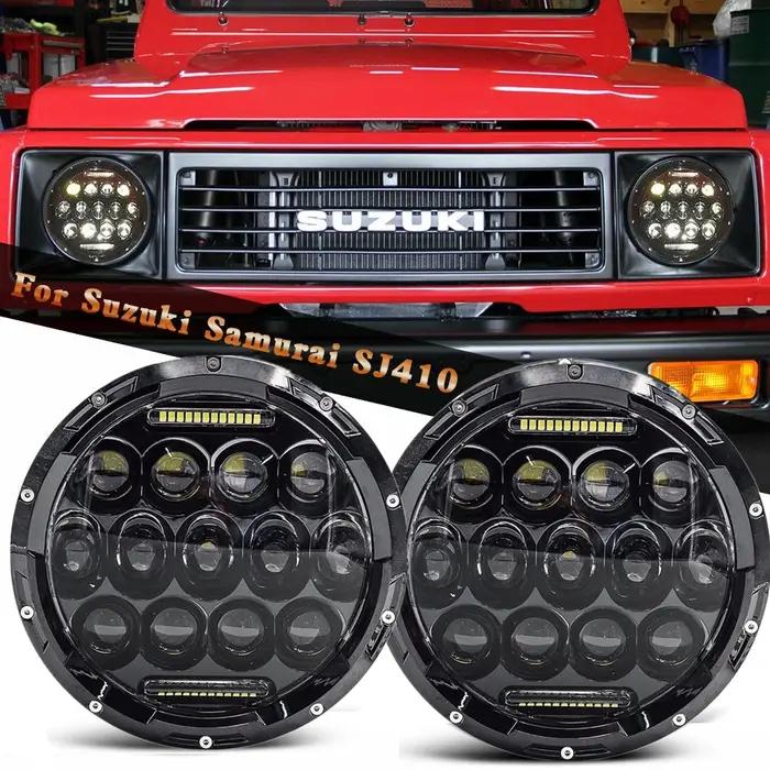 Pour Suzuki Samurai SJ410 7 pouces LED phares ronds DRL Hi Lo faisceau phare adapté Lada Niva 4X4 ac