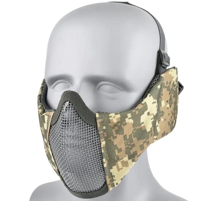 Hunting Foldable Mesh Mask With Ear Protection Airsoft Half Face Paintball Shoot
