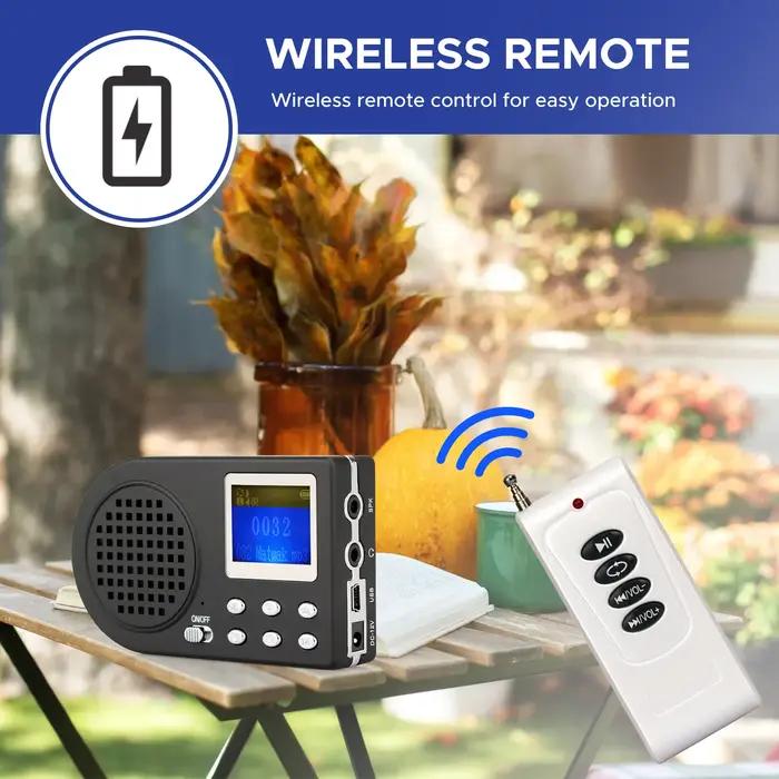 Amplificateur chant oiseaux sans fil avec télécommande - 110 sons animaux MP3 pour chasse extérieure