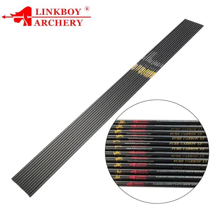 Linkboy tir à l'arc flèches en carbone pur arbre Spine400-1800 ID4.2/6.2mm arc classique et flèches