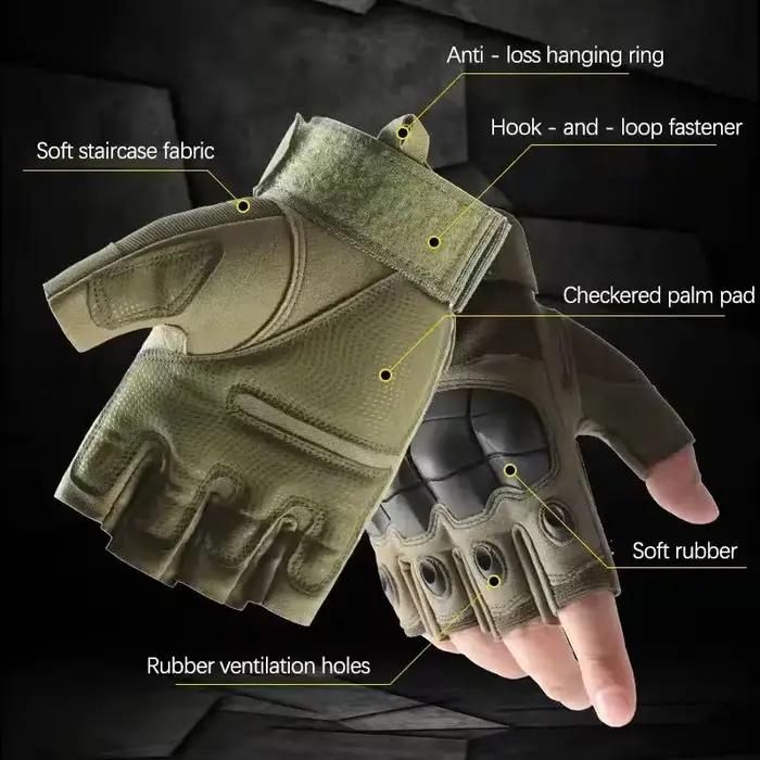 Gants tactiques mi-mains pour hommes - Idéals chasse, tir, airsoft, cyclisme et sports outdoor