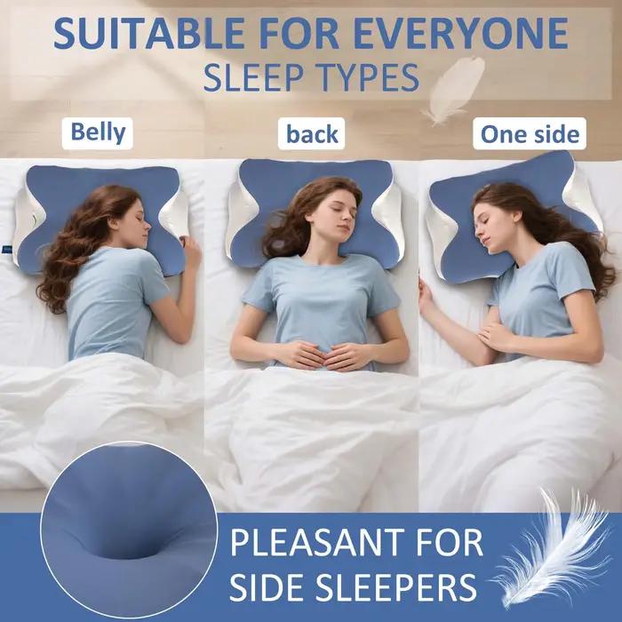 Oreiller cervical mémoire de forme ergonomique pour dormeurs dos et côté alignement spinal correct