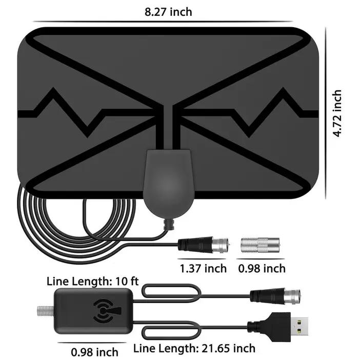 Antenne TV numérique intérieure 4K haute définition à réception à distance, antenne TV numérique intérieure améliorée, antenne film, antenne intérieure