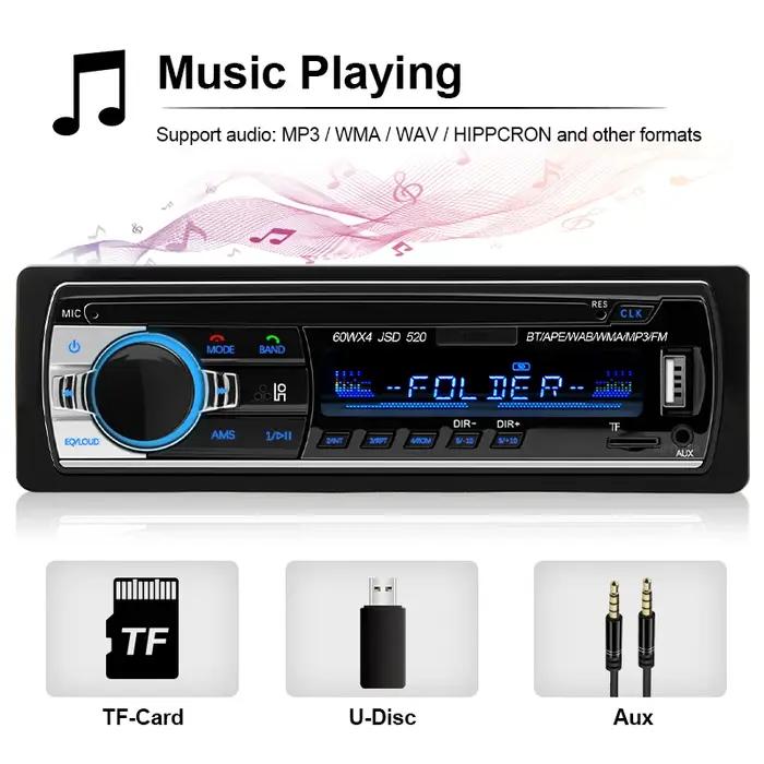 Hippcron autoradio 1din stéréo multimédia lecteur MP3 numérique Bluetooth FM Audio musique USB avec