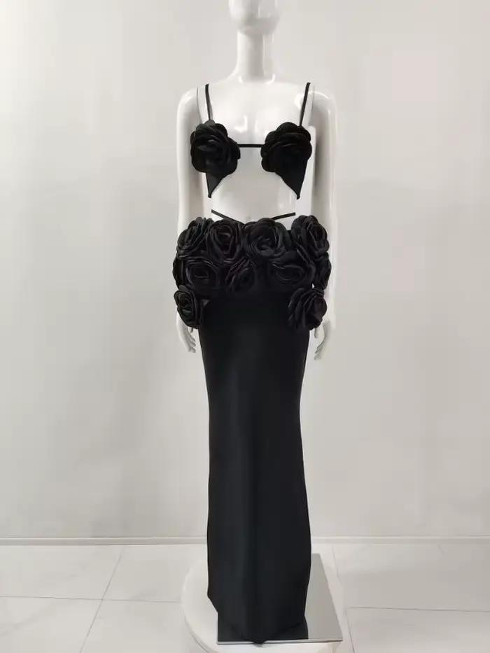 Robe longue à bandes pour femmes, couleur noir et blanc, Sexy, sans manches, col en v, moulante, 2 p