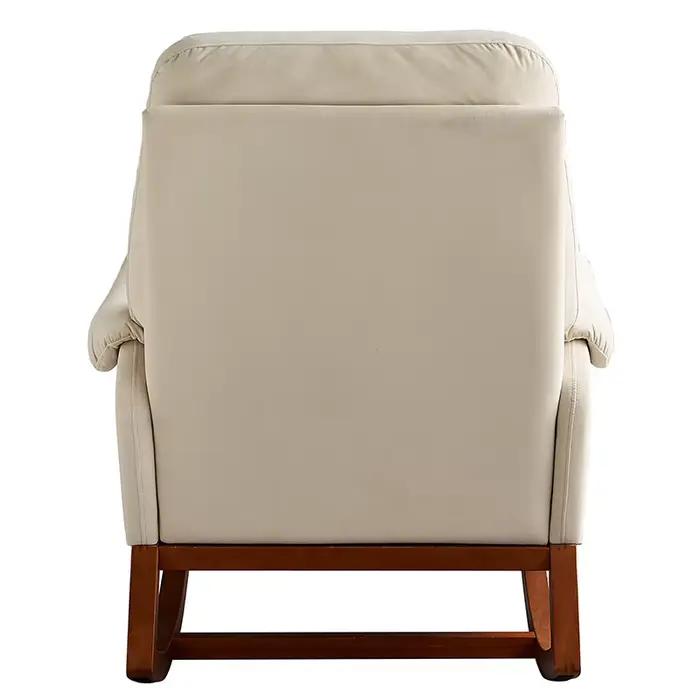 Chaise à Bascule Moderne et Confortable en Velours, Beige, pour Salon et Salle de Lecture