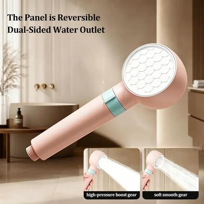 Pommeau de Douche Réversible à Double Jet avec Filtre Anti-Calcaire Haute Pression pour Soin de la Peau et Filtration Intégrée