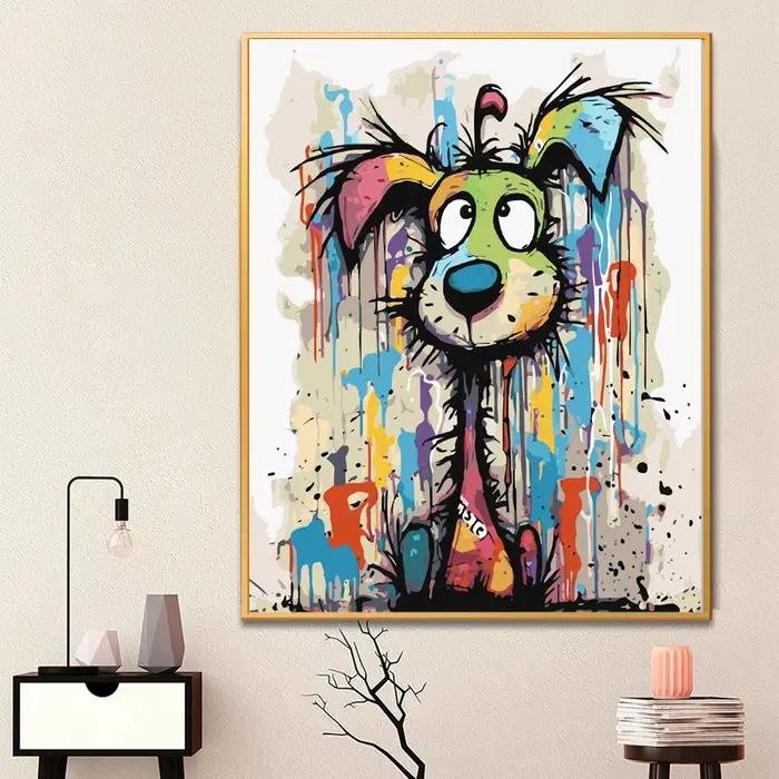 Peinture par numéros pour chien abstrait adulte, toile, peinture à l'huile par numéros, décoration d
