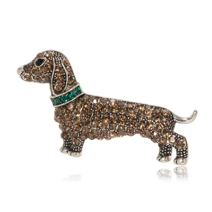 Broche chien en cristal de luxe pour hommes et femmes, exquise