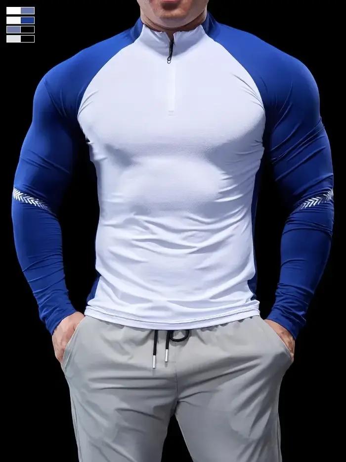 Collants d'automne et d'hiver pour hommes, vêtements de Fitness, polos, demi-zip, vêtements de cours