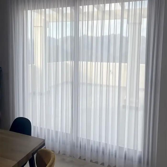 Asazal solide blanc Tulle luxueux en mousseline de soie pure fenêtre rideaux pour salon moderne Voil