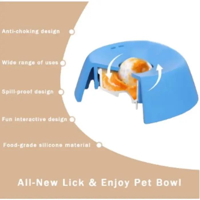 Bol à lécher pour chiens universel en plastique avec bille d'enrichissement pour bouillon d'os ou yaourt 200ml pour chiots et chiens âgés