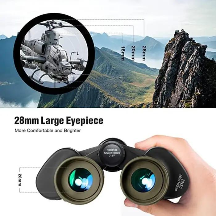 Jumelles 20x50 étanches haute définition - Vision basse lumière nocturne pour adultes enfants chasse astronomie