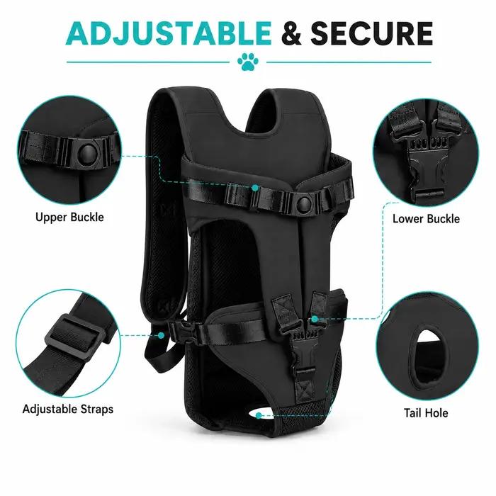 Sac à dos de transport pour chien, sac de poitrine rembourré respirant pour animaux de compagnie avec sangles réglables et trou pour la queue pour chiens de petite et moyenne taille